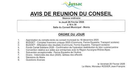 Avis de réunion du CM 26-02-2026
